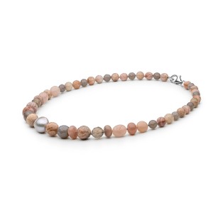 Colier cu perla naturala, piatra lunii si nefrite cu argint DiAmanti 254-108M-G (Argint 925‰ 0,8 g.)